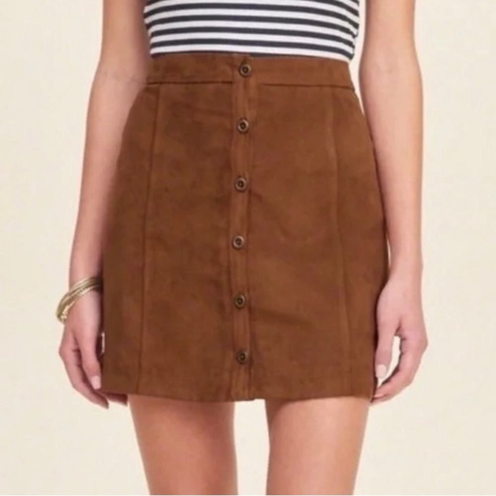 Hollister Faux Suede Button Up Mini Skirt, Western Style, Size 00